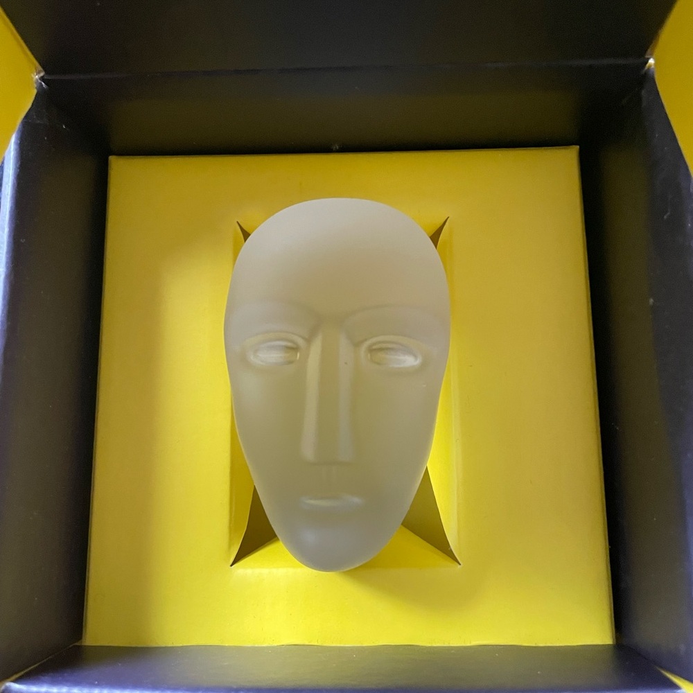 Kosta Boda Frosted Glass Face Sculpture - White